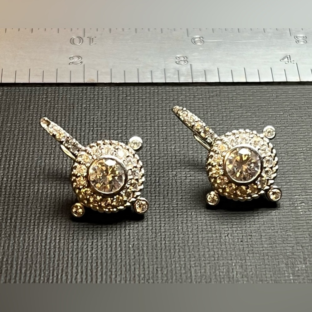 Judith Ripka Diamond Diamonique Sterling Silver Power Earrings BOLD R11